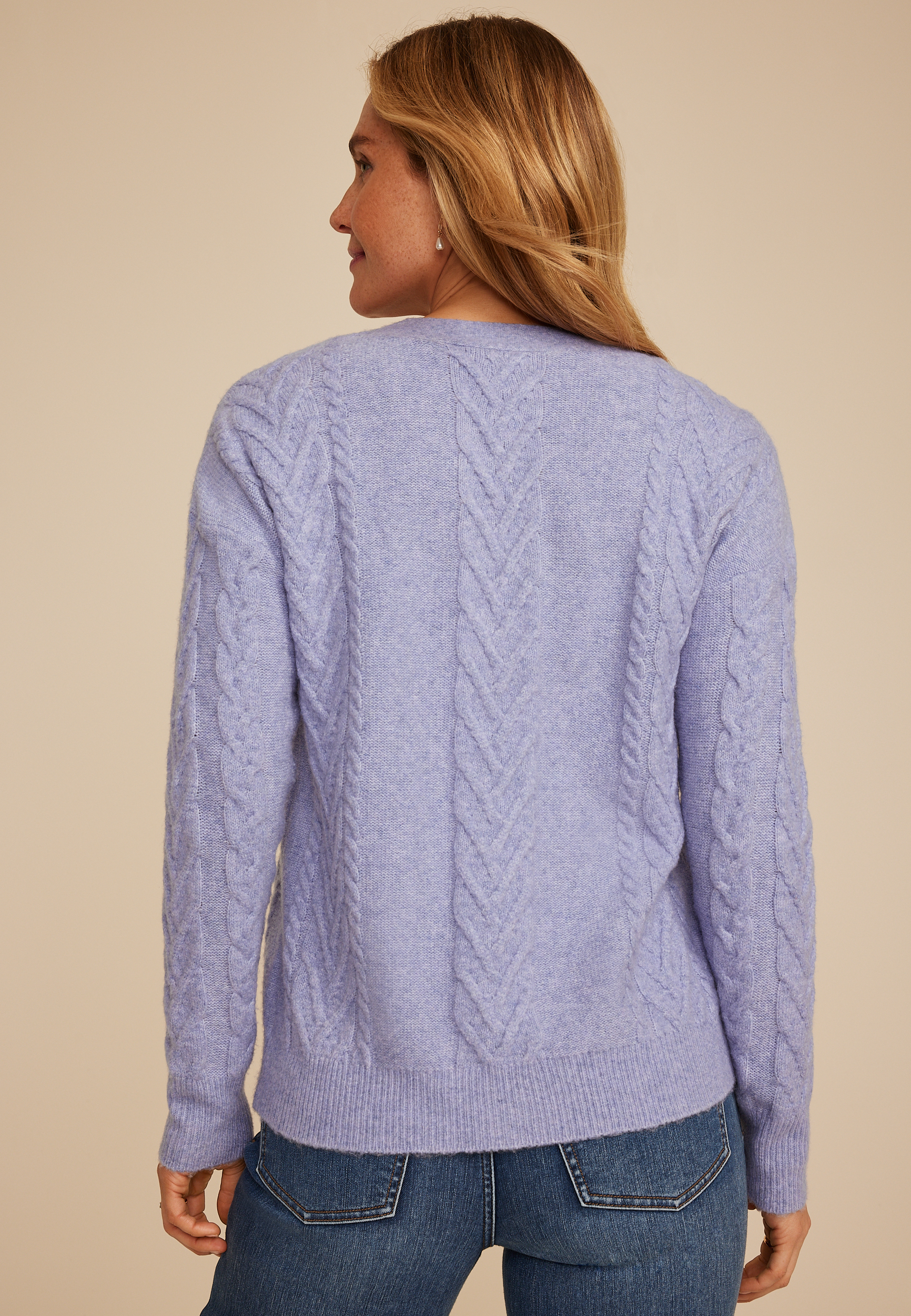 Cable Button Front Cardigan, C1149, large