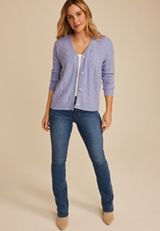 Cable Button Front Cardigan, C1149, small