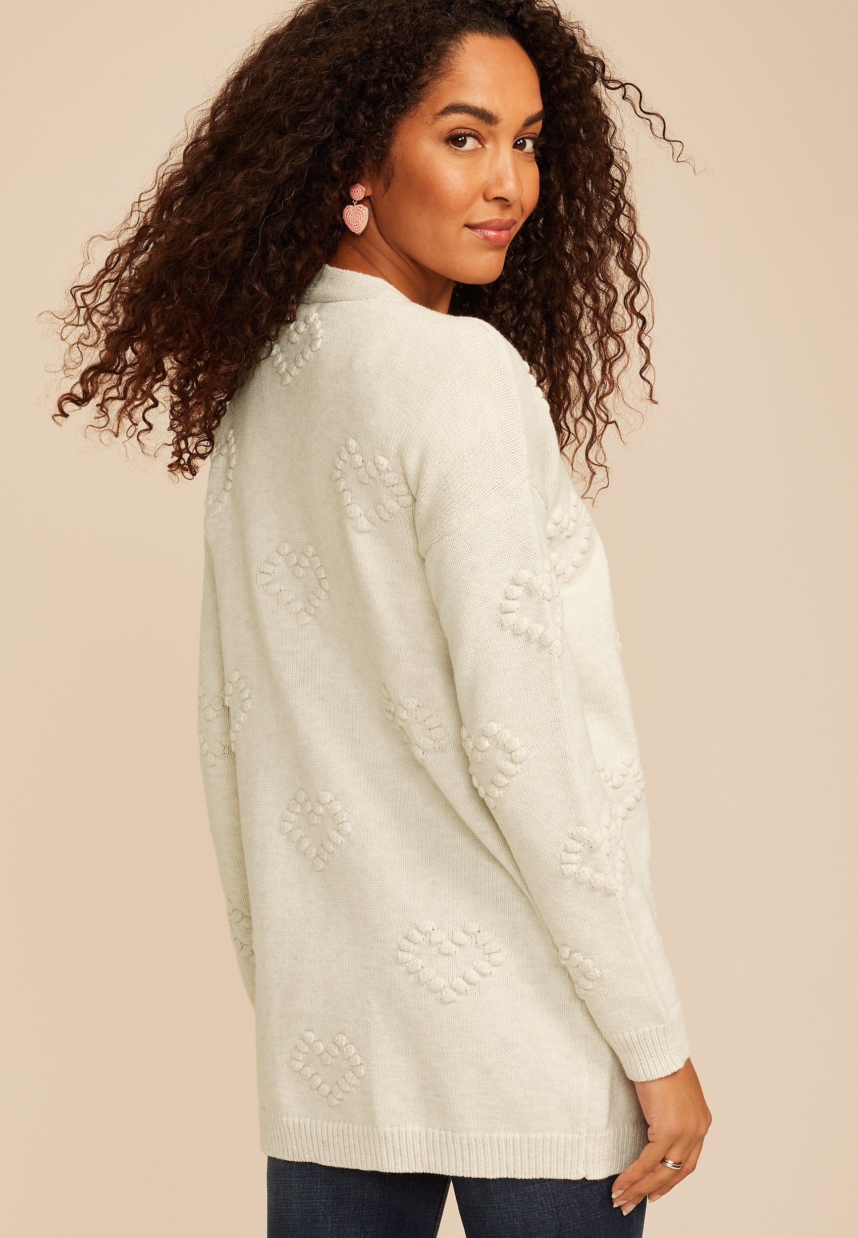 Heart Bobble Open Front Cardigan, C3363, large