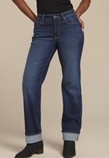 edgely&trade; High Rise Cuff Hem Relaxed Straight Leg Jean, C258, small