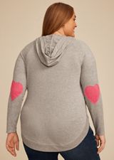 Plus Size Haven Love Heart Patch Hoodie, HEATHER GRAY, small
