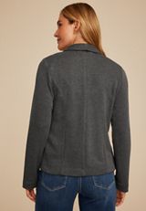 Gray Ribbed Knit Blazer, C125, small