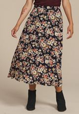 Button Front High Rise Midi Skirt, NAVY COMBO, small