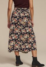 Button Front High Rise Midi Skirt, NAVY COMBO, small