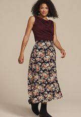 Button Front High Rise Midi Skirt, NAVY COMBO, small