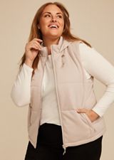 Plus Size Cloud Scuba Knit Hooded Vest, C496, small
