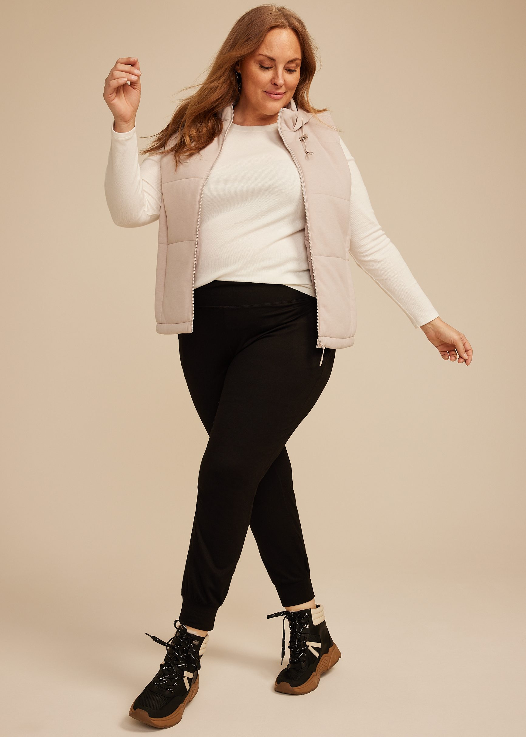 Plus Size Cloud Scuba Knit Hooded Vest, C496, large