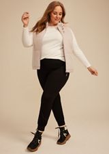 Plus Size Cloud Scuba Knit Hooded Vest, C496, small
