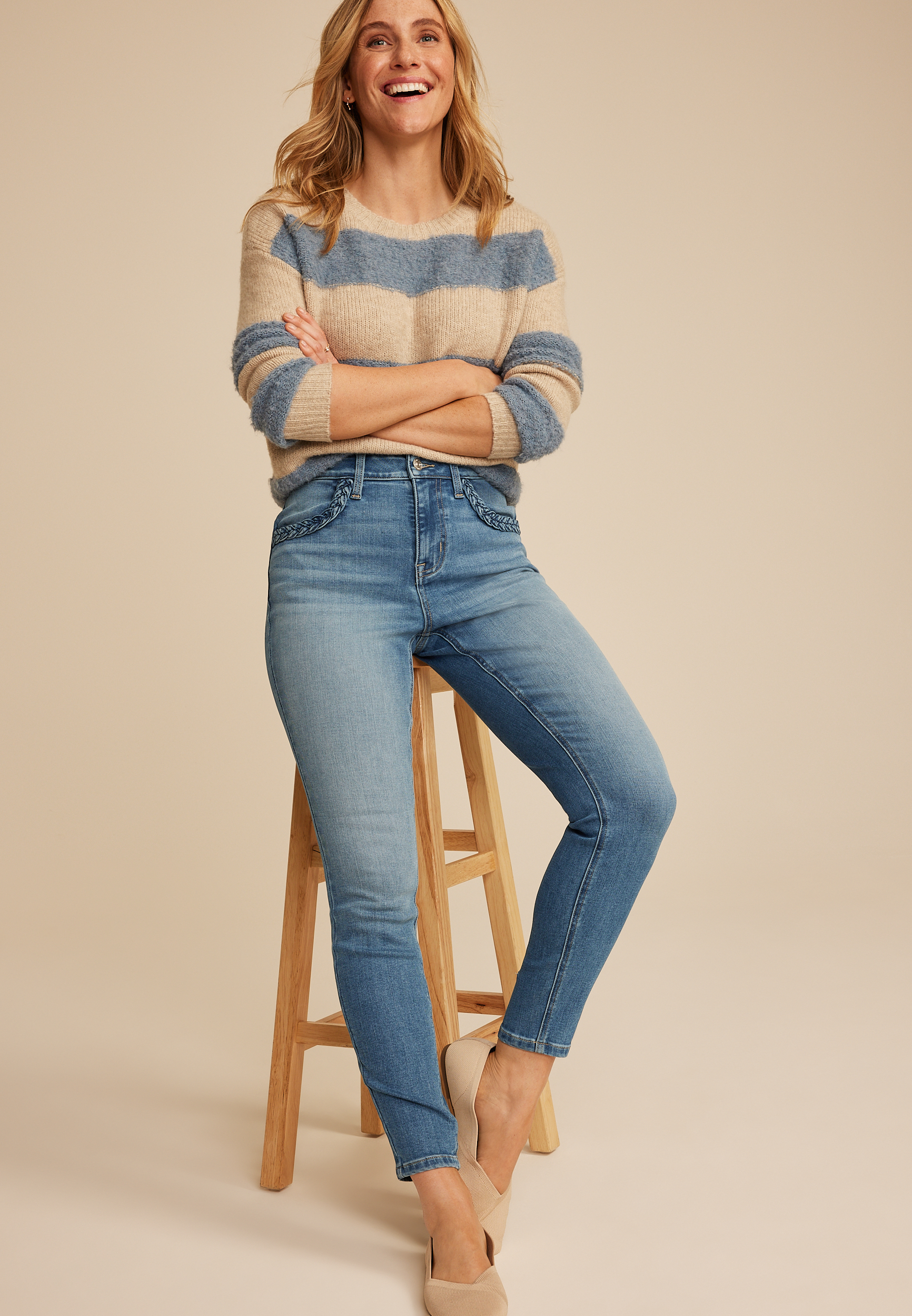 m jeans by maurices&trade; Cool Comfort High Rise Braided Pocket Jegging, C3337, large