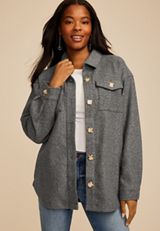 Gray Faux Wool Shacket, GRAY, small