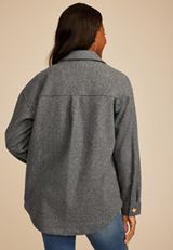 Gray Faux Wool Shacket, GRAY, small