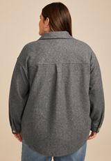 Plus Size Gray Faux Wool Shacket, C829, small
