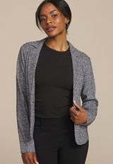Faux Tweed Blazer, BLACK COMBO, small