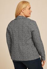 Plus Size Faux Tweed Blazer, C1756, small