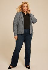Plus Size Faux Tweed Blazer, C1756, small