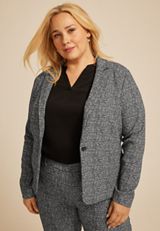 Plus Size Faux Tweed Blazer, C1756, small