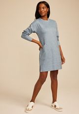 Heather Gray Crew Neck Sweatshirt Dress, C9675, small