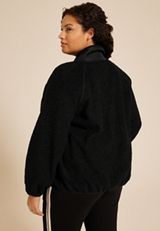 Plus Size Sherpa Snap Button Front Jacket, , small