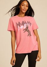 Def Leppard Love Bites Oversized Fit Graphic Tee, CORAL, small