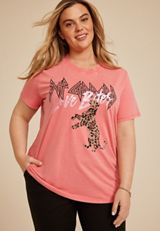 Plus Size Def Leppard Love Bites Oversized Fit Graphic Tee, CORAL, small