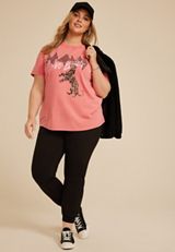 Plus Size Def Leppard Love Bites Oversized Fit Graphic Tee, CORAL, small