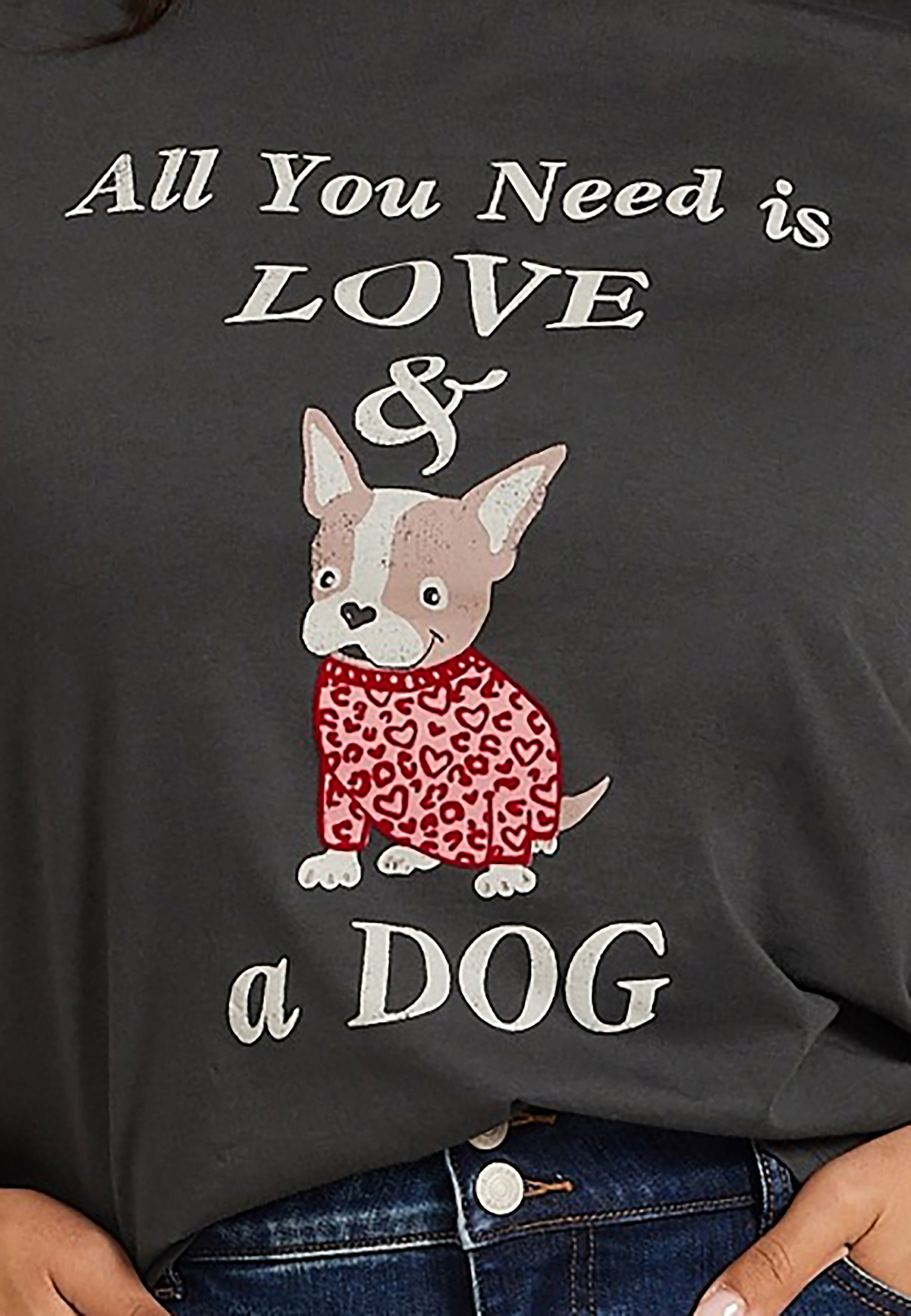 Plus Size All You Need Is Love And A Dog Classic Fit Graphic Tee, C1876, large