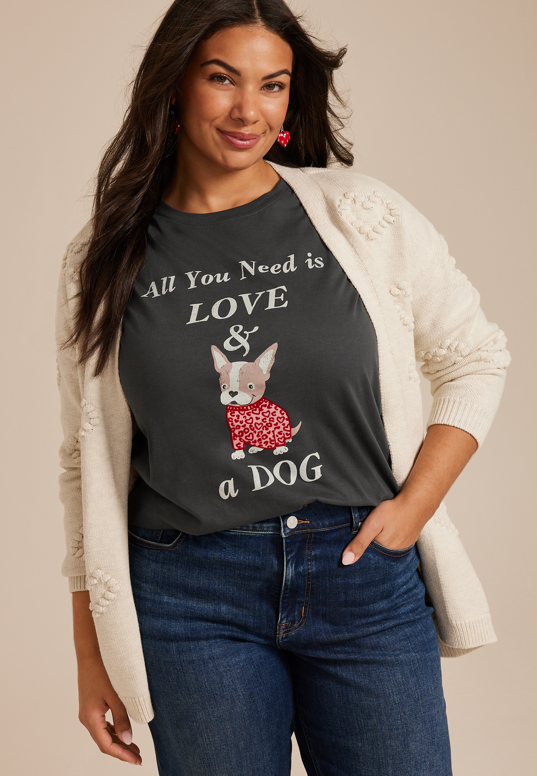 Plus Size All You Need Is Love And A Dog Classic Fit Graphic Tee, C1876, large