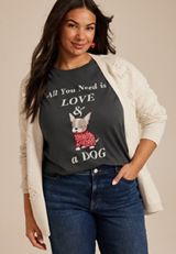Plus Size All You Need Is Love And A Dog Classic Fit Graphic Tee, C1876, small