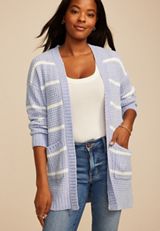 Chenille Stripe 90s Slouch Cardigan, C7930, small