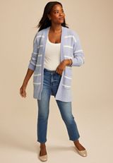 Chenille Stripe 90s Slouch Cardigan, C7930, small