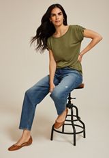 24/7 Fairhaven Ruched Shoulder Tee, C1374, small