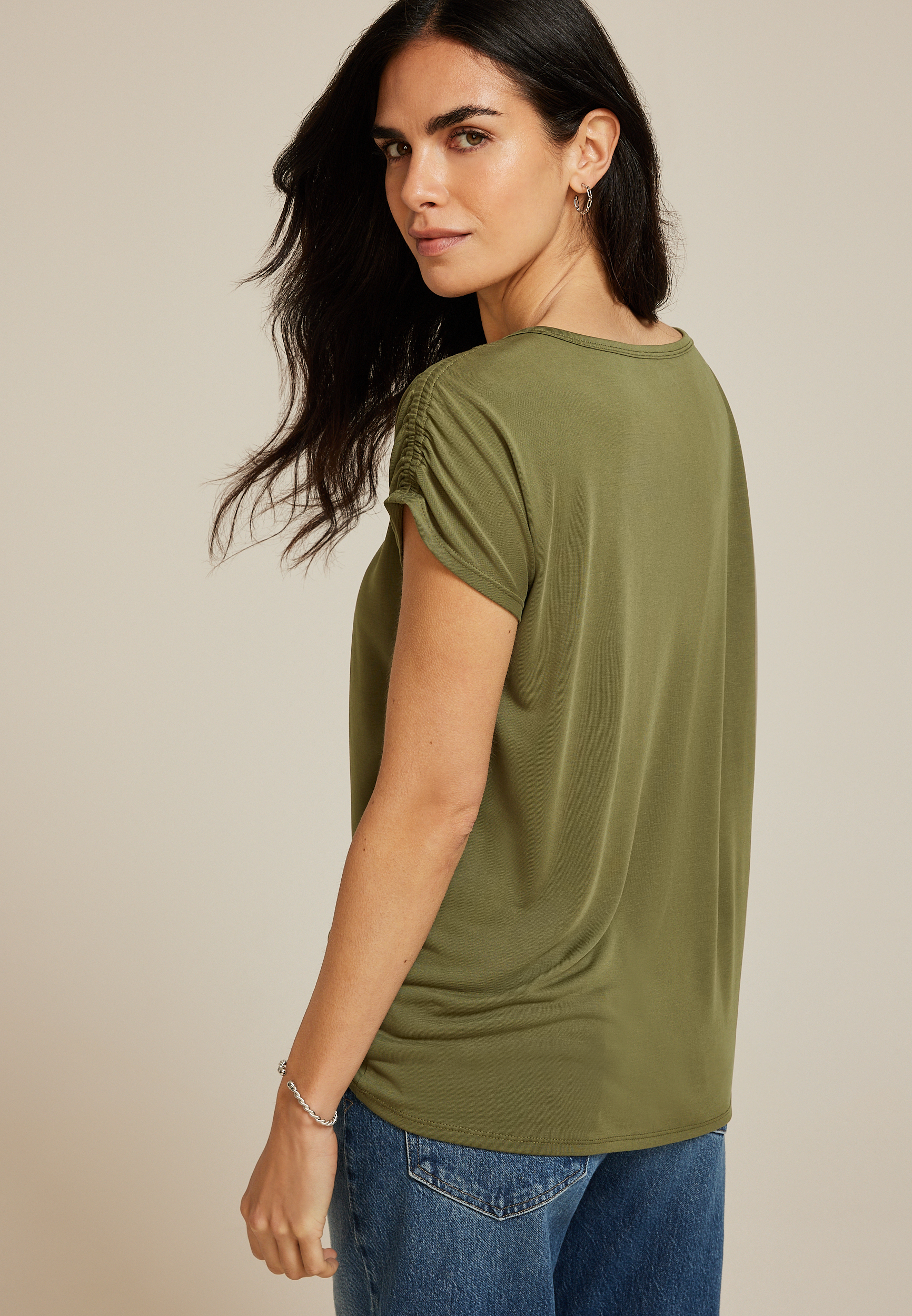 24/7 Fairhaven Ruched Shoulder Tee, C1374, large