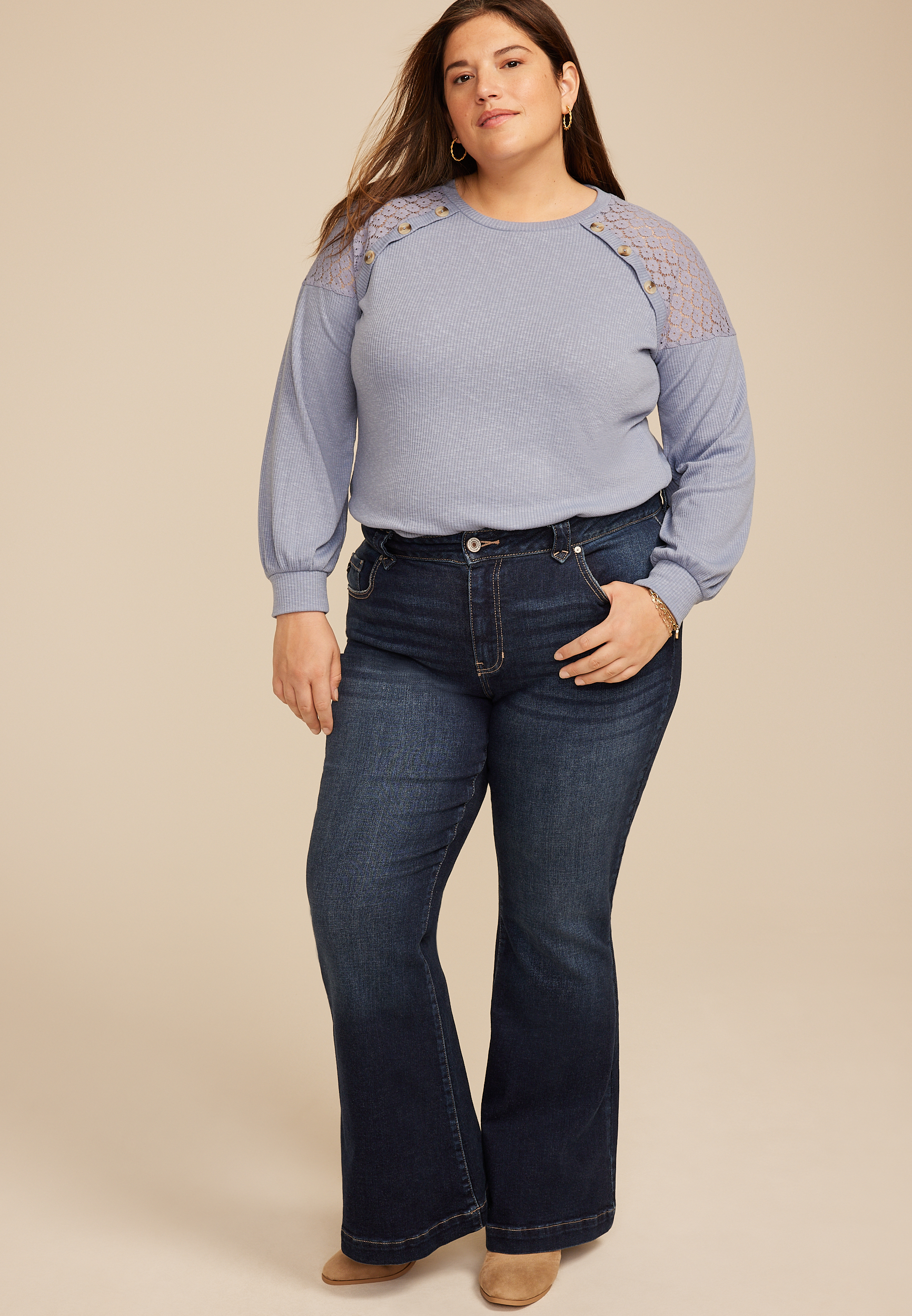 Plus Size KanCan&trade; High Rise Pocket Flap Trouser Flare, C258, large