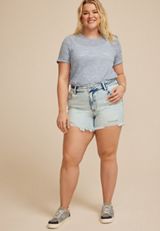 Plus Size KanCan&trade; Curvy High Rise Acid Wash 5in Short, C2806, small