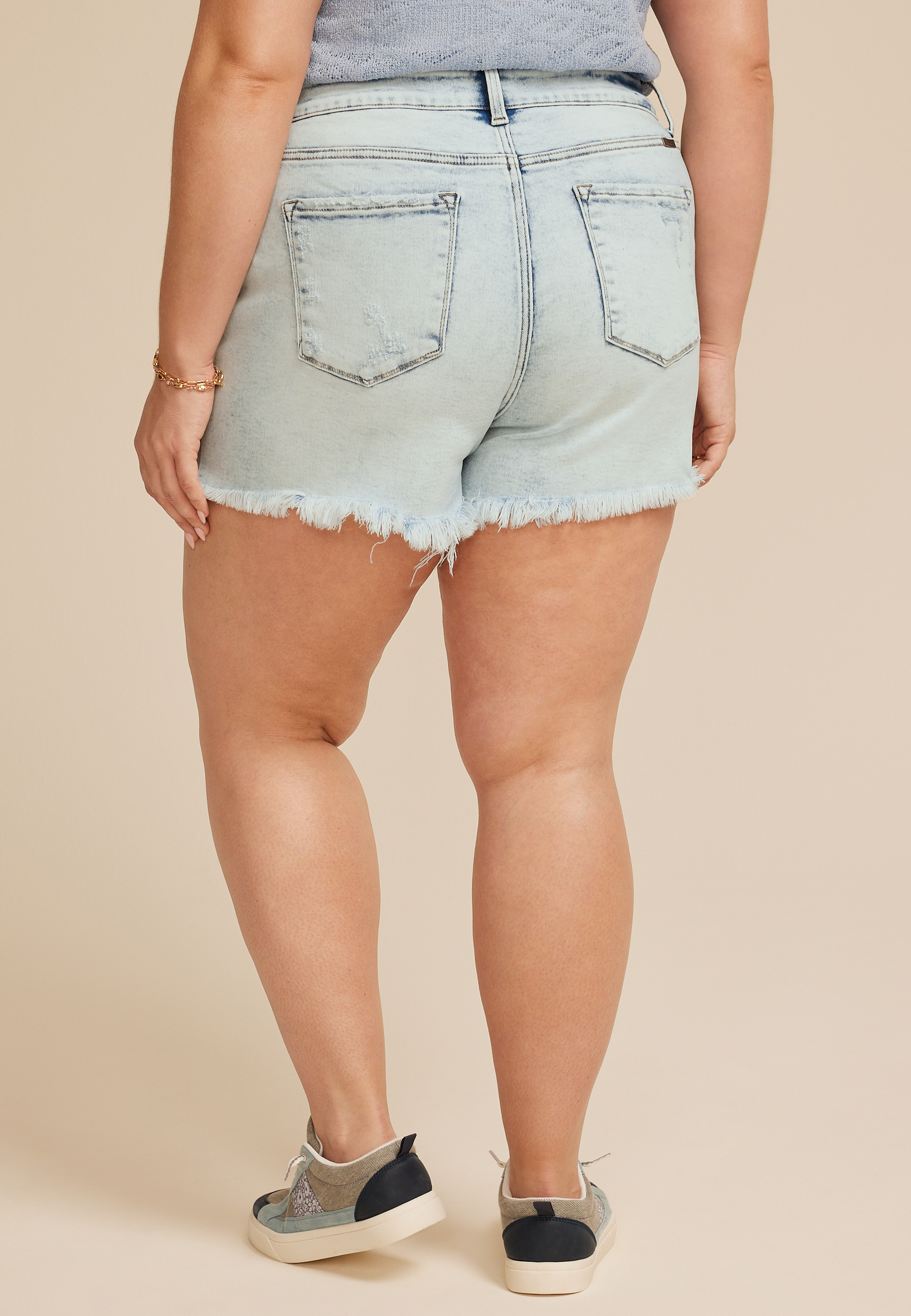 Plus Size KanCan&trade; Curvy High Rise Acid Wash 5in Short, C2806, large