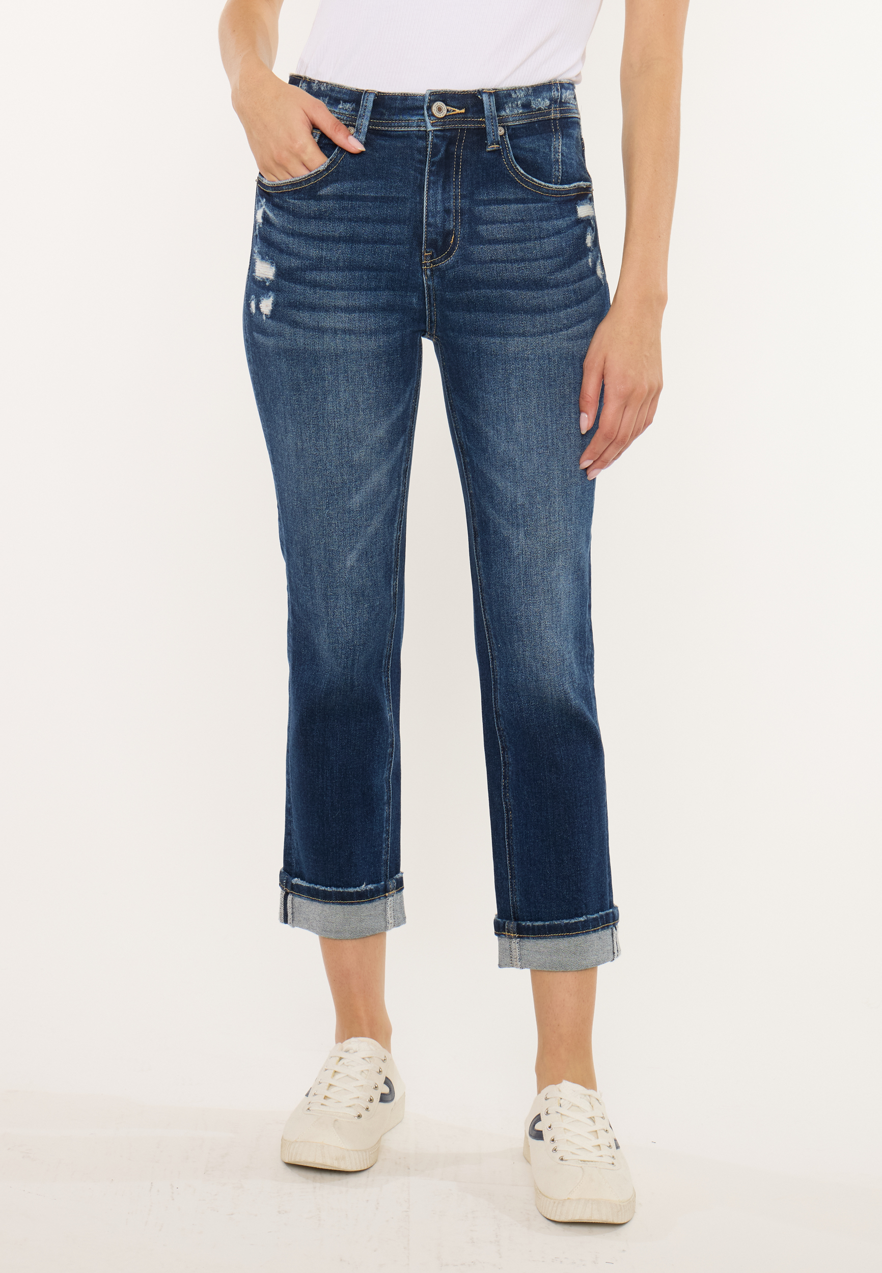 KanCan&trade; High Rise Cuff Hem Cropped Jean 