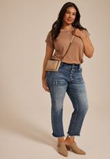Plus Size KanCan&trade; High Rise Fray Hem Button Fly Capri, C3337, small