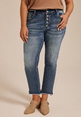 Plus Size KanCan&trade; High Rise Fray Hem Button Fly Capri, C3337, small