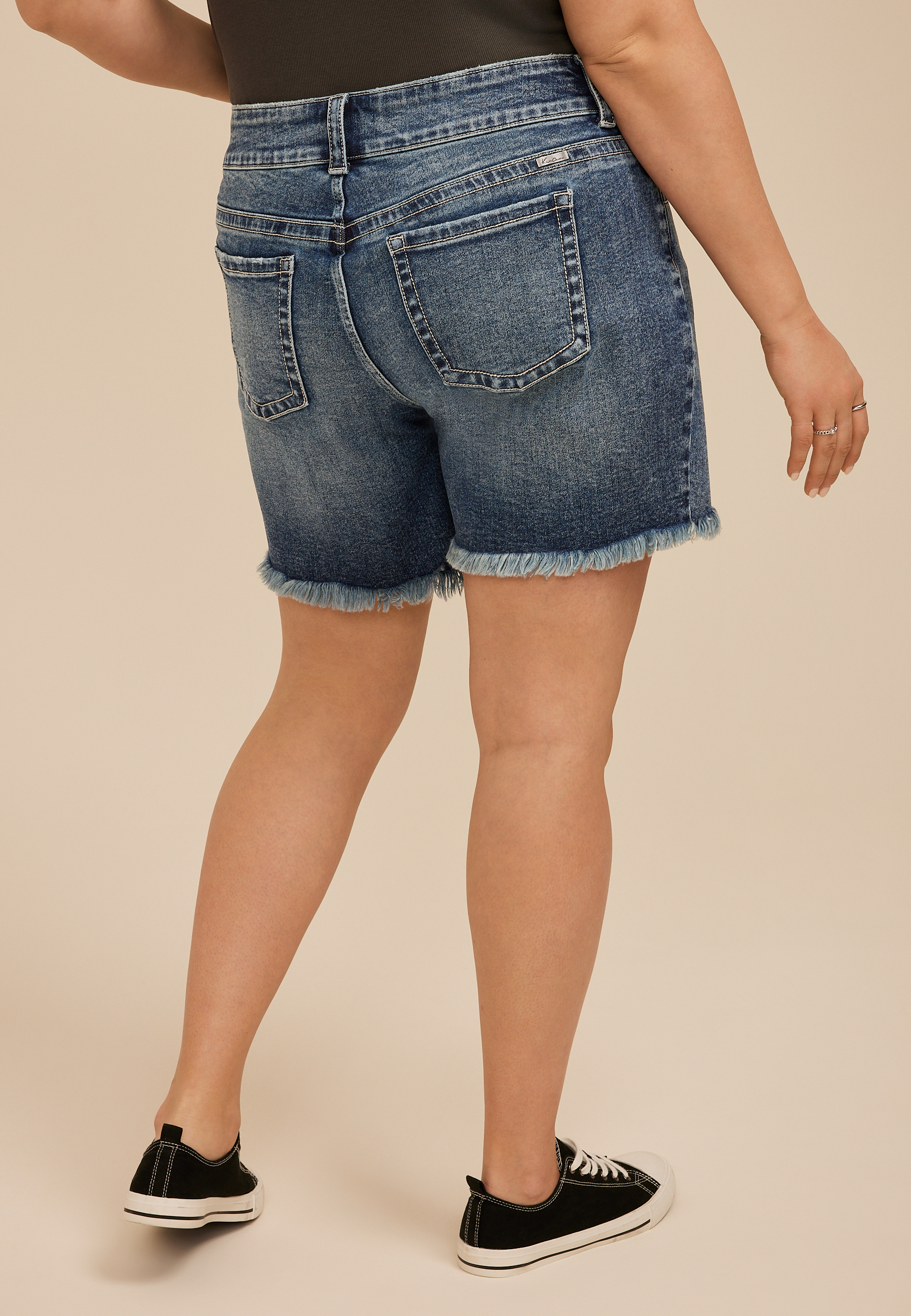 Plus Size KanCan&trade; Mid Rise Frayed Hem 8in Bermuda Short, C3337, large