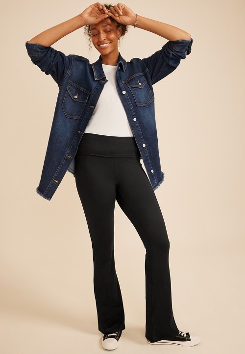 Luxe Foldover Waist Flare Legging | maurices