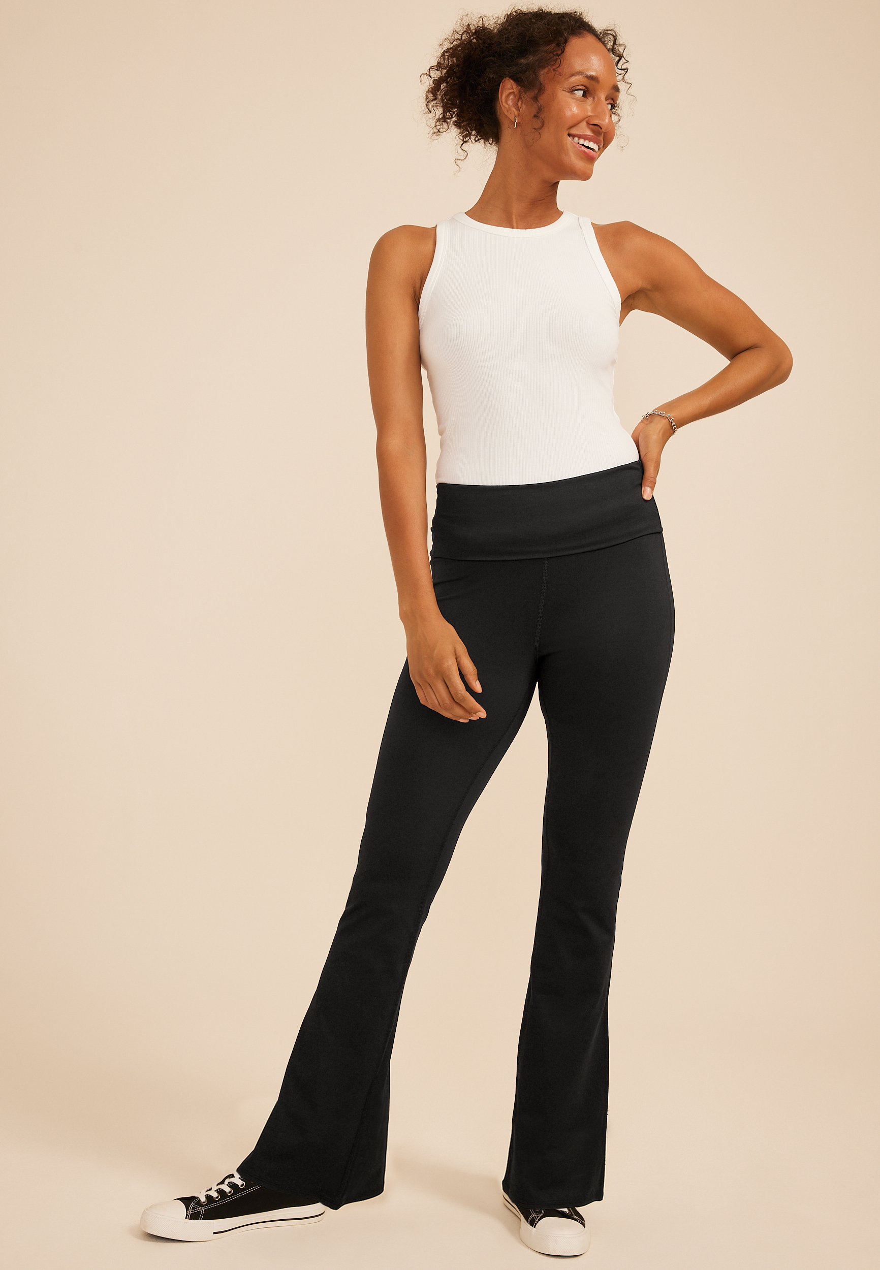 Luxe Foldover Waist Flare Legging, C106, large