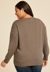 Plus Size Floral Embroidered Relaxed Fit Sweatshirt, C3374, small