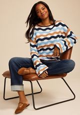 Multi Color Wave Striped Sweater, C4131, small