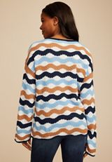 Multi Color Wave Striped Sweater, C4131, small