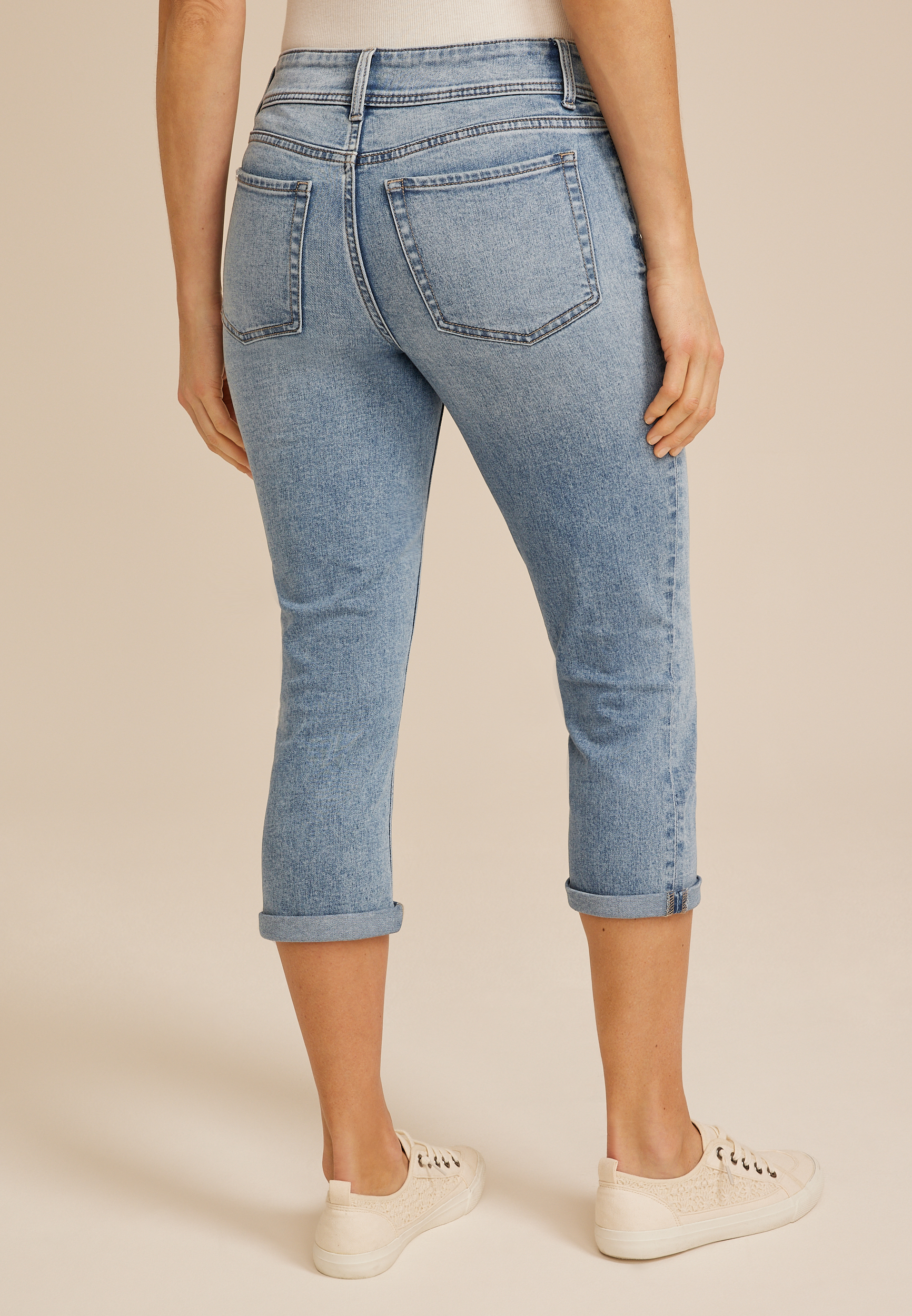 m jeans by maurices&trade; Classic Mid Rise Double Button Capri, C3337, large