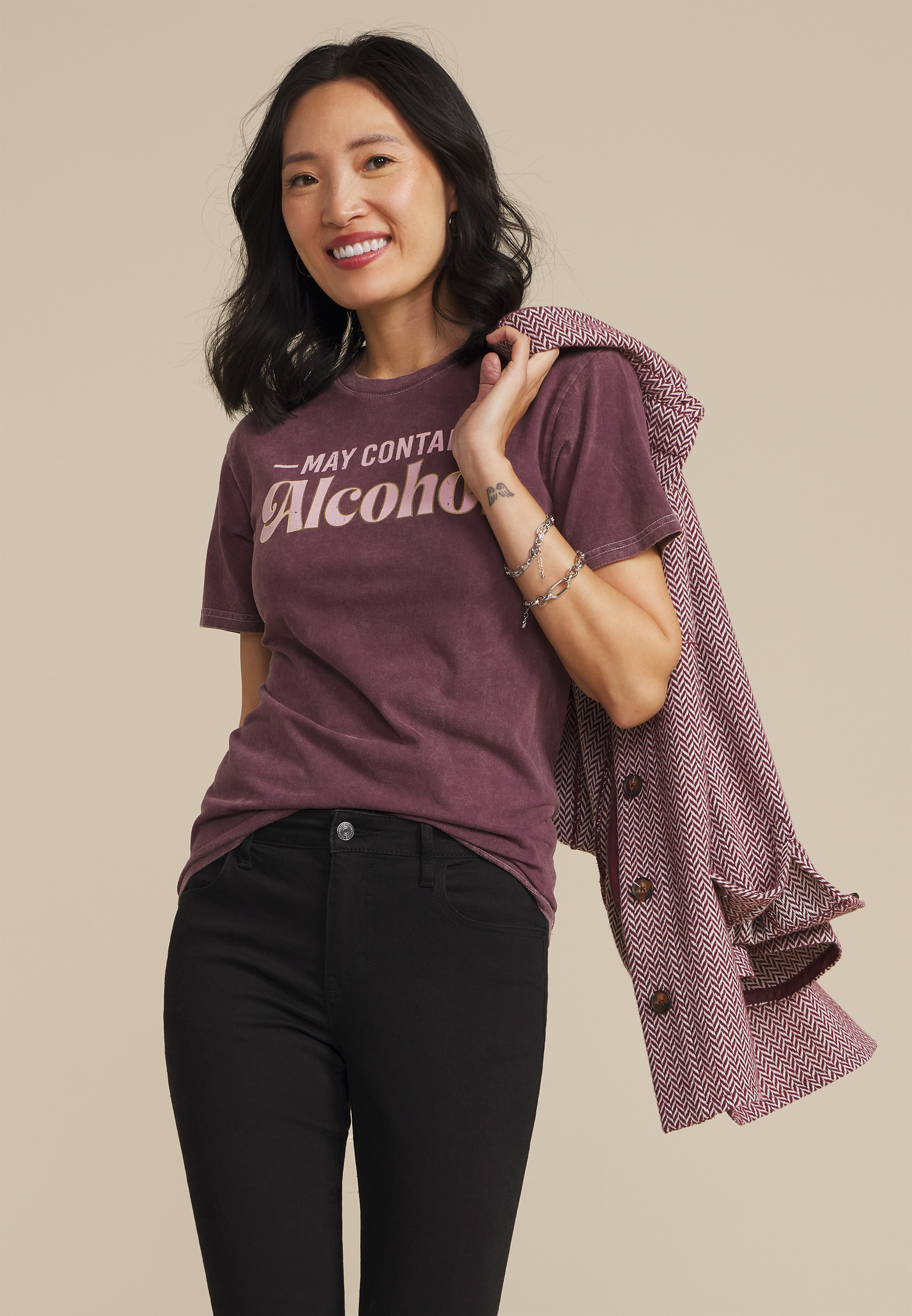 May Contain Alcohol Relaxed Graphic Tee, COCOA BLUSH, large