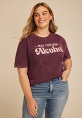 Plus Size May Contain Alcohol Relaxed Graphic Tee, COCOA BLUSH, small