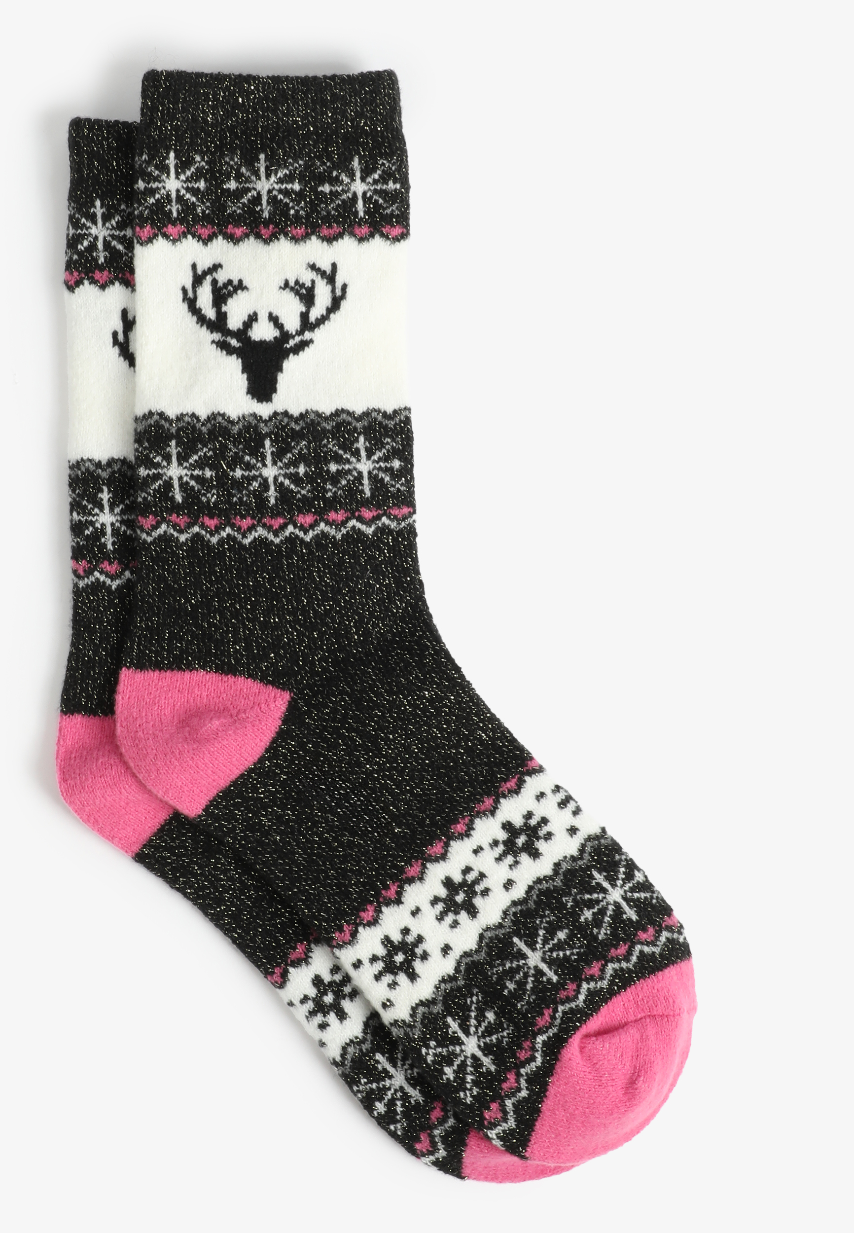 Metallic Nordic Reindeer Crew Socks
