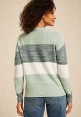Colorblock Striped Crew Neck Sweater, C4243, small