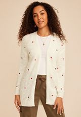 Heart Embroidered Open Front Cardigan, C3986, small